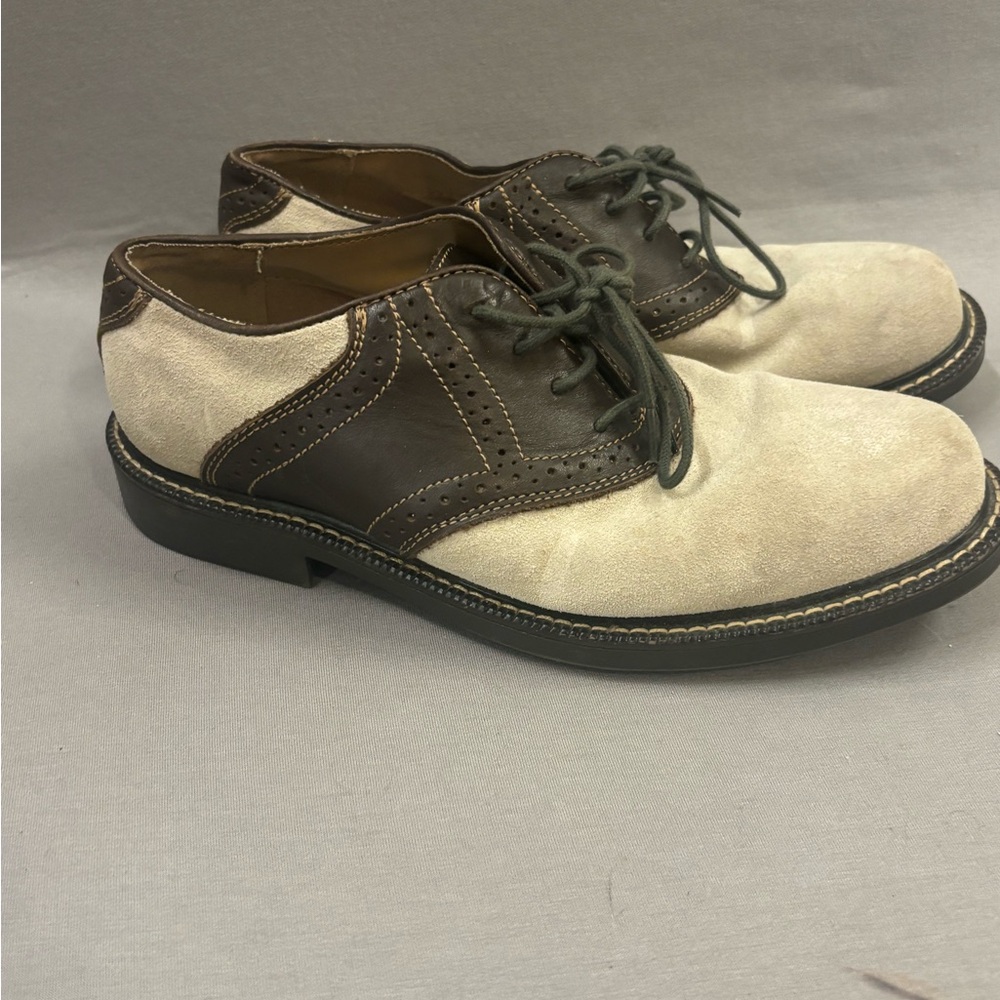Men's Two-Tone Leather and Suede Shoes size 7 bass brand preppy classic